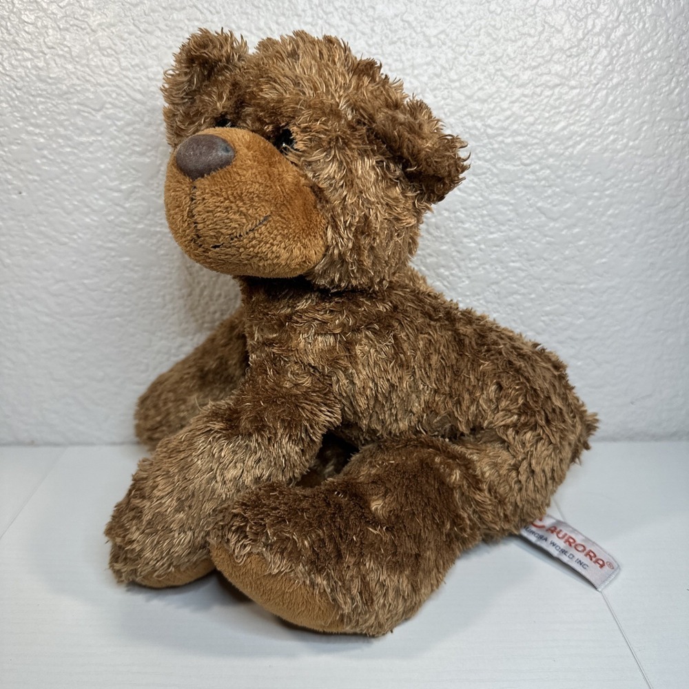 Aurora Brown Teddy Bear Bean Bag Plush Stuffed Animal 9"